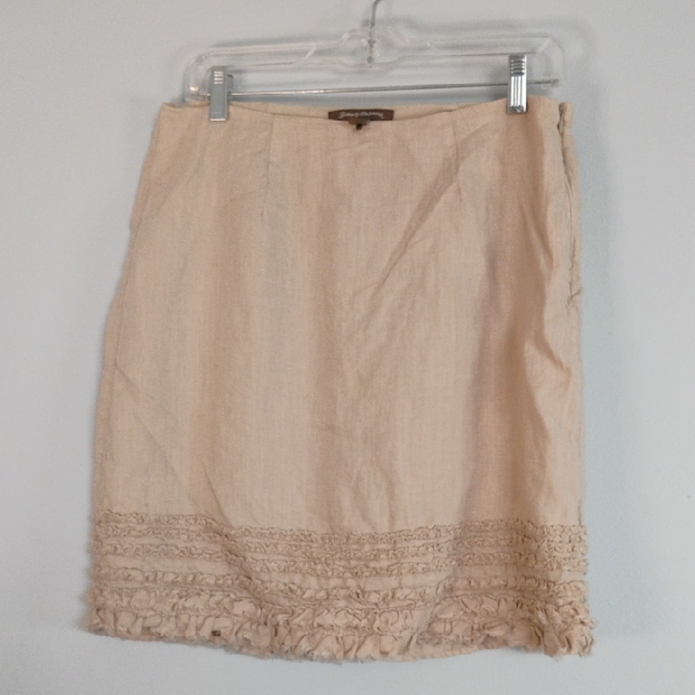 Tommy Bahama Beige Pencil Skirt with Ruffle Hem